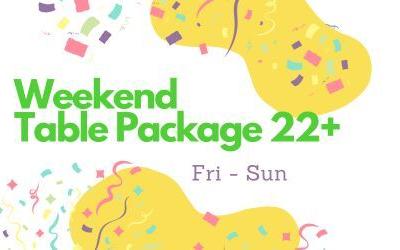 WEEKEND TABLE Package 22+ Jumpers: Fri - Sun